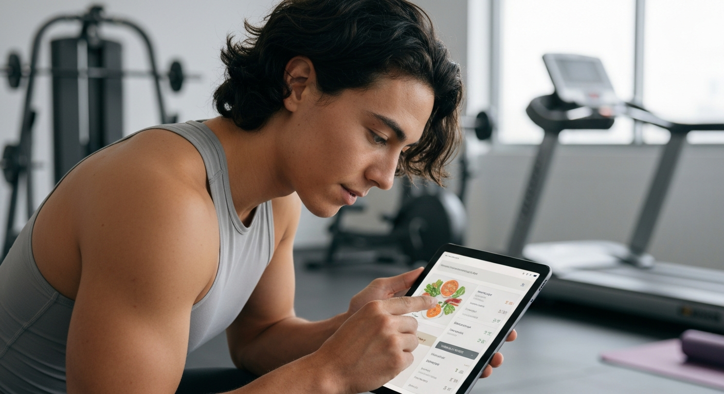 Person viewing a personalized meal plan on a tablet