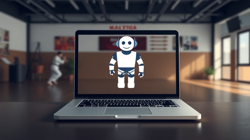 AI chatbot on laptop for martial arts studio