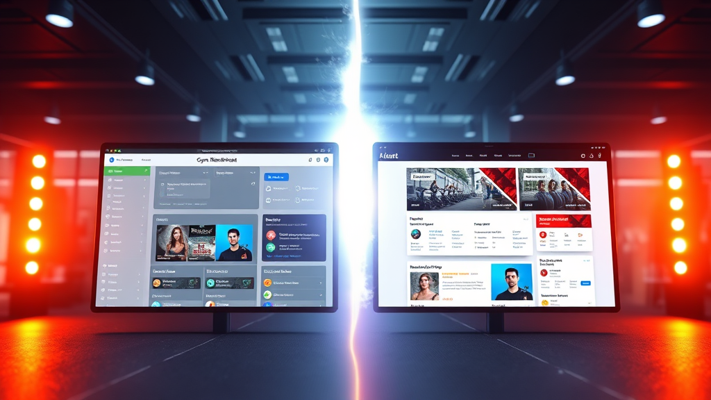 Cinematic hero image contrasting generic gym software with a custom-built, branded fitness portal.