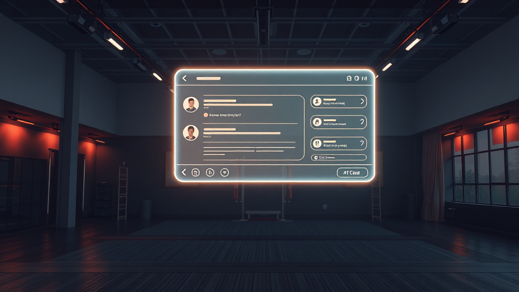 AI chat window in modern martial arts gym