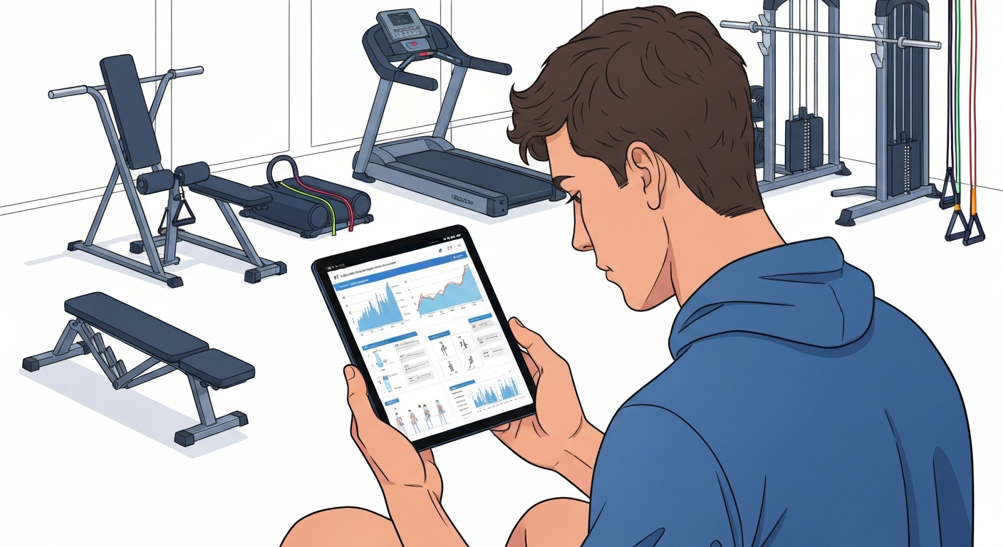 Person viewing AI workout plan on tablet