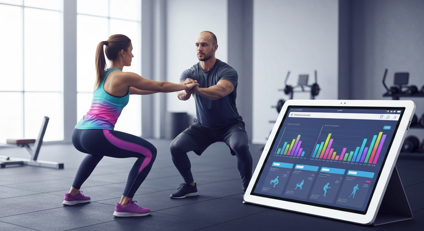Trainer and member with AI workout plan