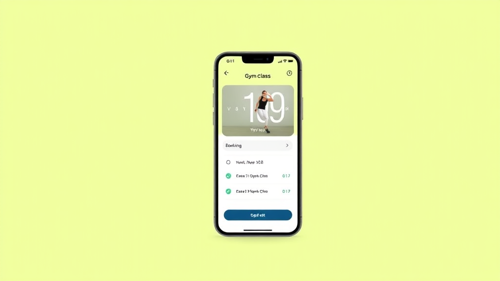 Smartphone showing gym class booking interface